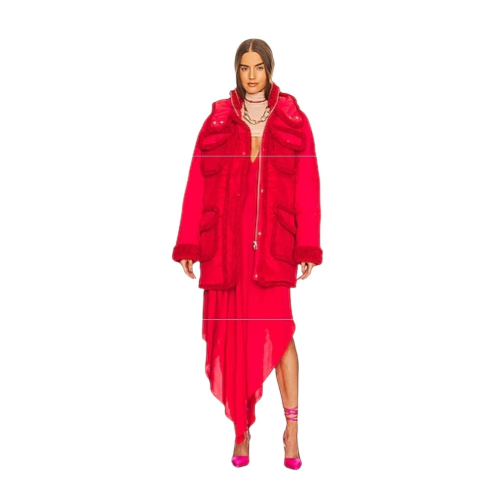 EAVE Red  Oversized Teddy Jacket for Women Size S NWOT.
